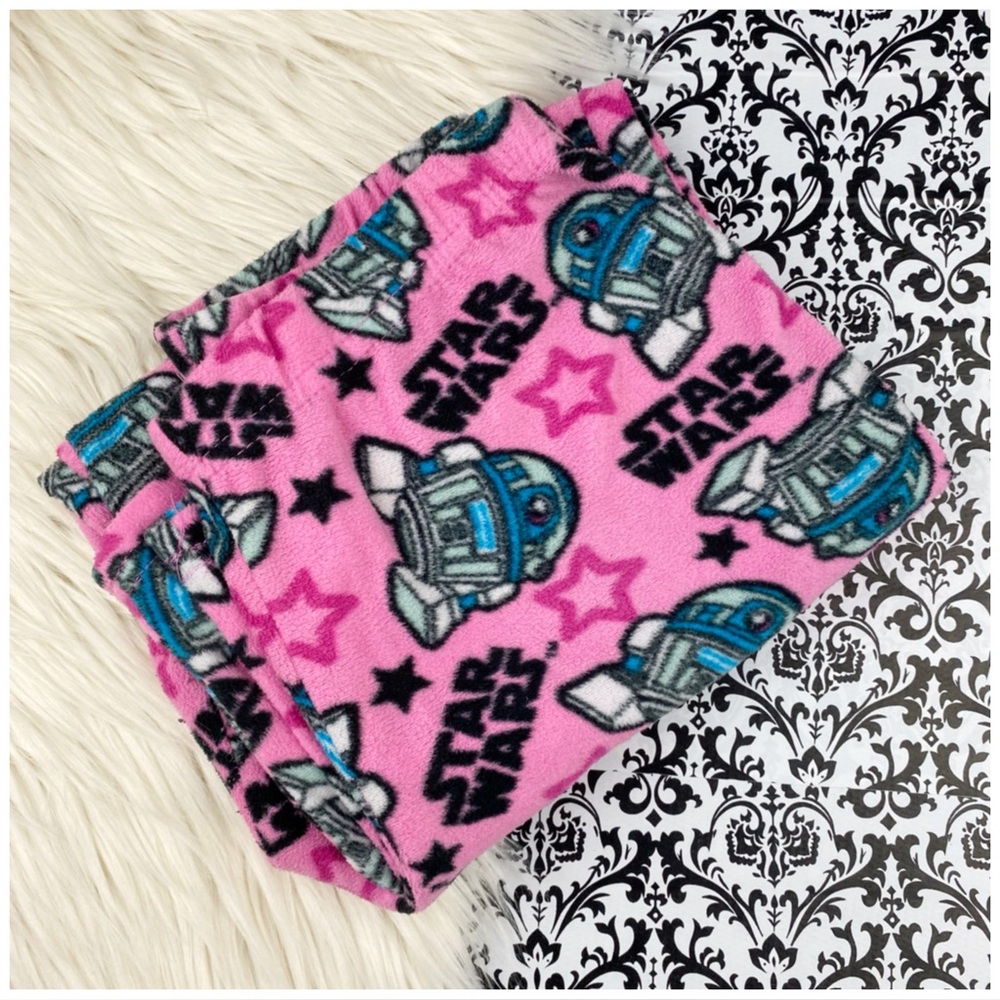 Star Wars : girl’s size M : pink fleece ‘star wars’ R2D2 barbiecore pajama pants
